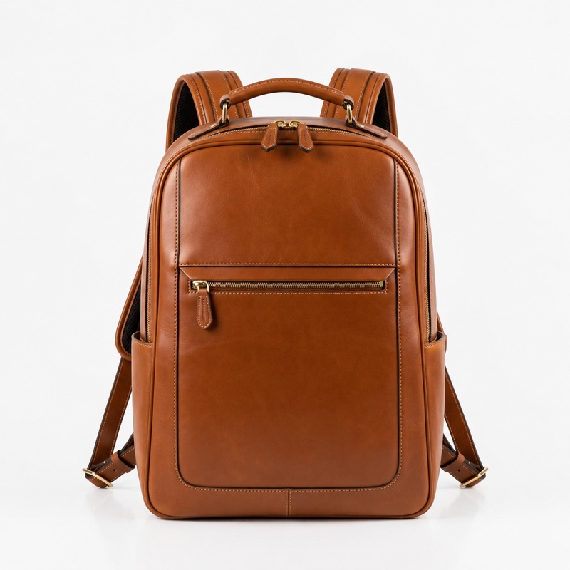 Sleek Leather Laptop Backpack