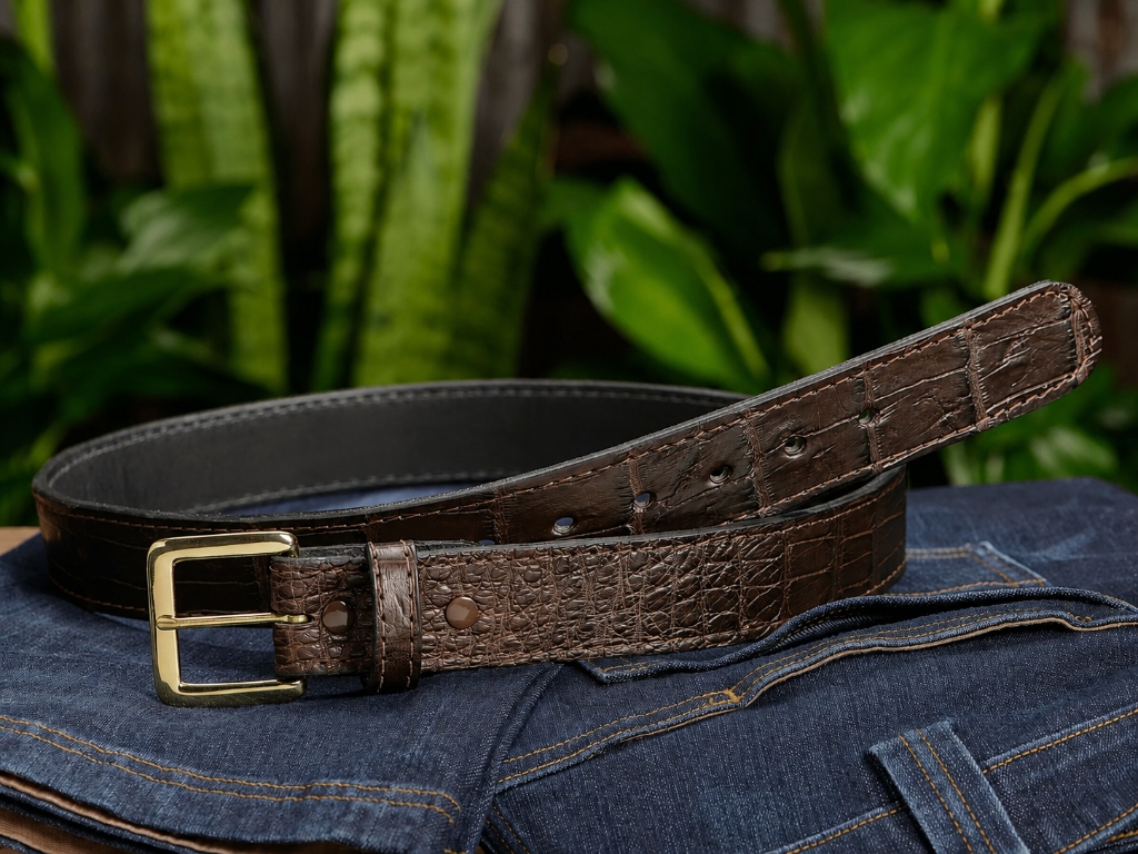 Crocodile Pattern Dark Brown Belt