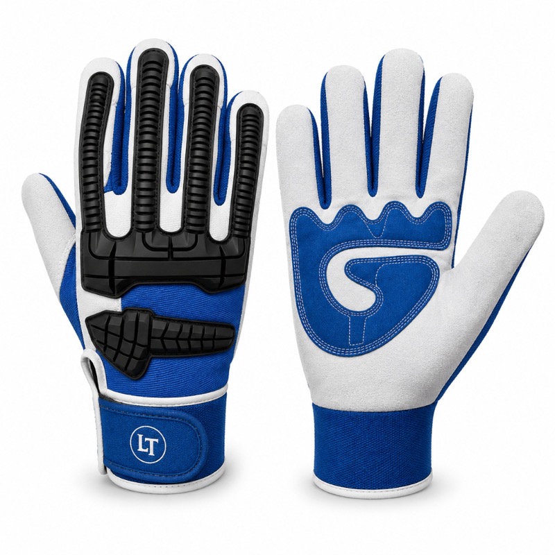 LogicalTan Blue White Heavy Impact Guard Gloves