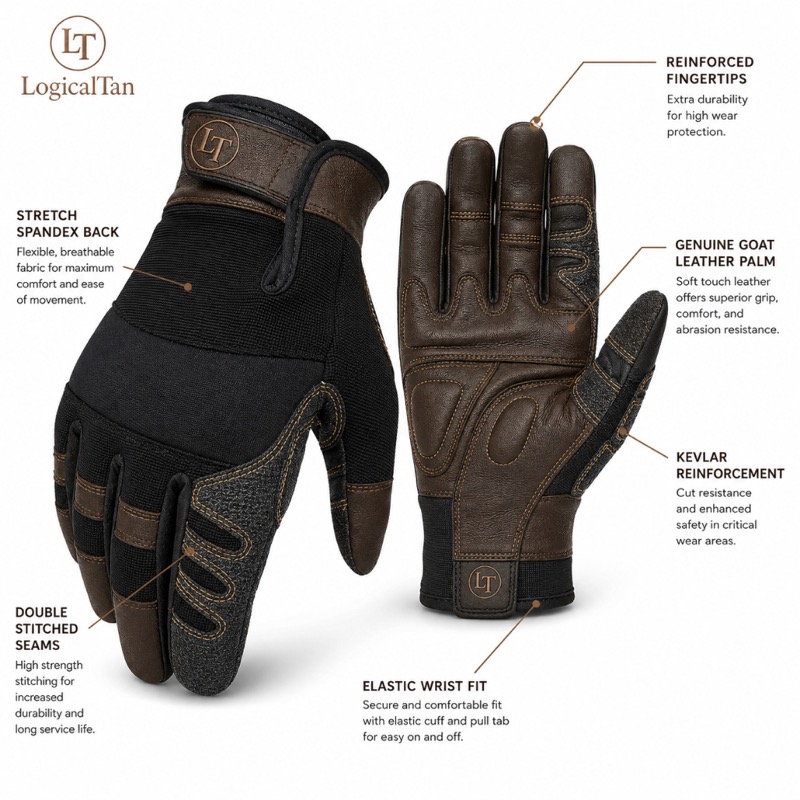 LogicalTan Goat Leather Kevlar Gloves