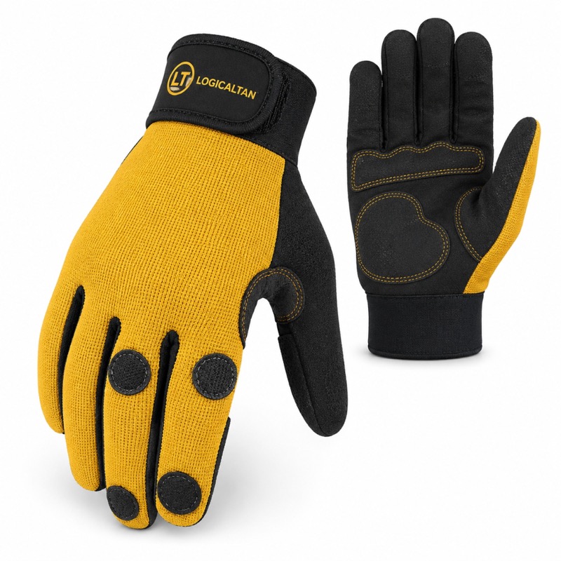 LogicalTan Yellow Black Flex Work Gloves